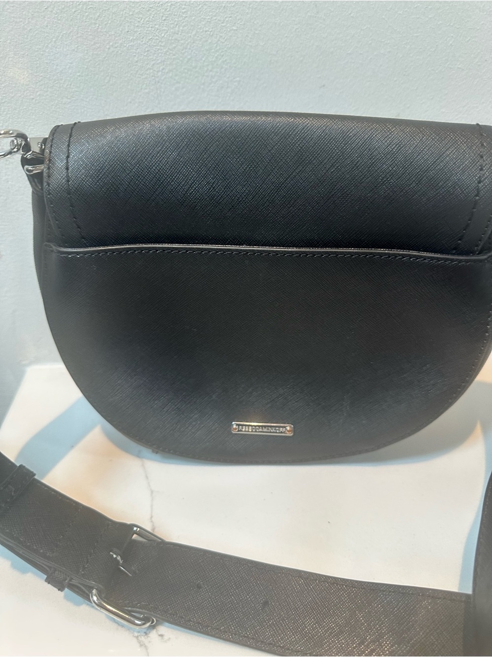 Rebecca Minkoff Black Leather Crossbody Bag with Silver Hardware - Picture 8 of 10
